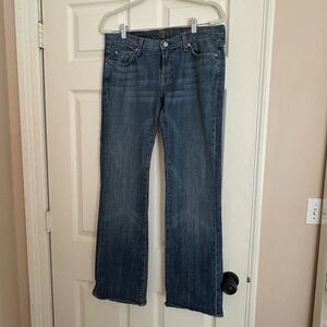 7 For All Mankind Blue Flare Wide Leg Jeans